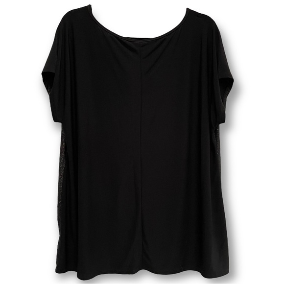 PERSEPTION Women Size 1X Black & Silver Shimmer Top - Picture 3 of 5